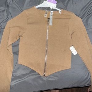 Brand new Tan long sleeve with zipper
